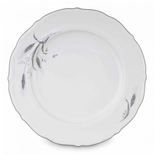 Блюдо круглое, 32 см, фарфор, белый, серебристый, серия Серебряные колосья, REPAST, Чехия, Блюда сервировочные REPAST