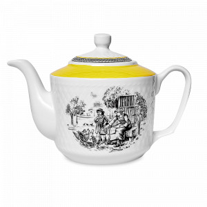 Чайник заварочный, 0.9 л, фарфор, белый, декор, серия Village, WALLENDORFER, Германия, Скидки до -30% на фарфор WALLENDORFER