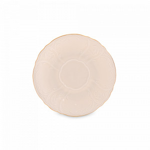 Блюдце чайное, 15 см, фарфор, белый, золотой, серия Белый узор, BERNADOTTE, Чехия, BERNADOTTE (Чехия)