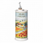 Бутылка для масла Sunflowers, 500 мл, керамика, белый, декор, серия Oliere in Fiore, NUOVA CER, Италия, Бутылки для масла и уксуса Nuova Cer