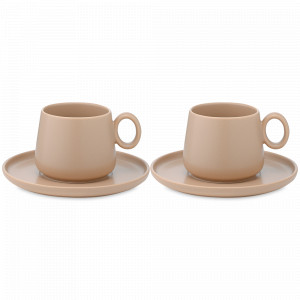 Набор из 2-х чайных пар, 250 мл, фарфор, бежевый, серия Essential, TKANO, Россия, TKANO (Россия)