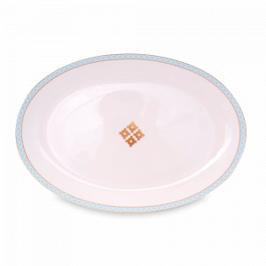 Блюдо овальное Aero Blue Gold, 35 х 23 см, фарфор, белый, голубой, серия Corvara, FALKENPORZELLAN, Германия, Блюда из фарфора