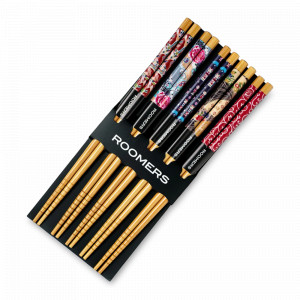 Набор из 5-ти пар палочек для еды, 22.5 см, бамбук, бежевый, декор, ROOMERS TABLEWARE, Нидерланды, Палочки для суши