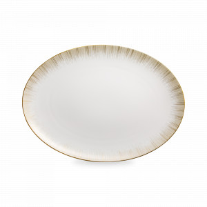 Блюдо овальное сервировочное, 38 см, костяной фарфор, белый, золотой, серия Сверкающее Золото, NARUMI, Япония, NARUMI (Япония)