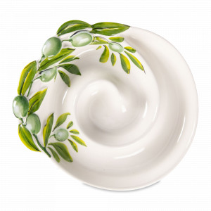 Блюдо круглое, 17 см, керамика, белый, зеленый, серия Оливки, EDELWEISS, Италия, EDELWEISS (Италия)