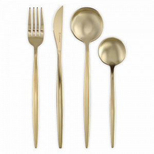 Набор столовых приборов на 4 персоны, 16 предметов, нержавеющая сталь 18/10, золотистый матовый, серия Globe, LIBERTY JONES, Россия, Столовые приборы LIBERTY JONES