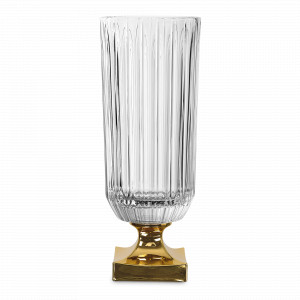 Ваза для цветов, 40 см, хрустальное стекло с золотой ножкой, серия Minerva, NACHTMANN, Германия, Вазы NACHTMANN