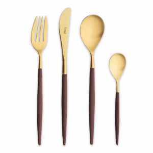 Набор столовых приборов 24 предм., с коричневыми ручками, MIO BROWN GOLD, подарочная упаковка, серия Mio, CUTIPOL, Португалия, CUTIPOL (Португалия)