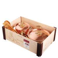 Набор медной посуды 5 предметов: сотейник, ковш, сковорода, 4 деревянные лопатки, медь/олово, с бронзовой декорированной ручкой, серия Historia decor, RUFFONI, Италия_00786910057685338085.jpg