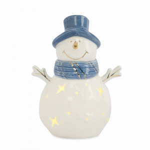 Статуэтка с подсветкой Снеговик, 15 см, фарфор, бело-голубой, серия New Year, ANNA LAFARG, Китай, Китайский фарфор