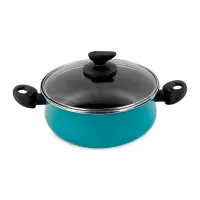 Кастрюля низкая с крышкой, 20 см, 3.5 л, сталь, стеклоэмаль, бирюзовый, серия Country, VITRINOR, Испания, 