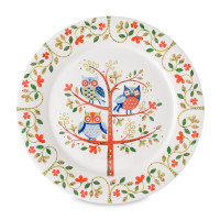 Тарелка обеденная Owl, 28 см, фарфор, белый, декор, серия Birds of Paradise, LIBERTY JONES, Россия