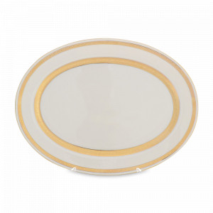 Блюдо овальное Creme Gold, 35 см, фарфор, белый, золотой, серия Constanza 9321, FALKENPORZELLAN, Германия, Блюда из фарфора