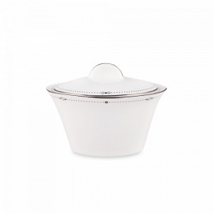 Сахарница с крышкой, 300 мл, фарфор, белый, декор, серия Tiffany, MIKASA, США, Сахарницы