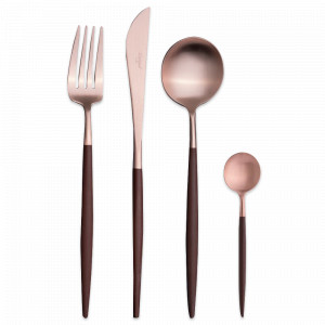 Набор столовых приборов, 24 предмета на 6 персон, нержавеющая сталь 18/10, розовое золото, матовый, серия Goa, CUTIPOL, Португалия, CUTIPOL (Португалия)