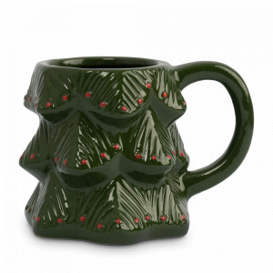 Кружка «Елка», 380 мл, керамика, зелено-красная, рельеф, серия New Year, ANNA LAFARG, Китай, Кружки