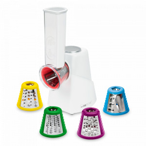 Овощерезка со сменными насадками, пластик, нержавеющая сталь, белый, CLATRONIC, Германия, CLATRONIC (Германия)