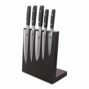 Набор из 5-ти кухонных ножей на подставке из дуба, серия RAN, YAXELL, Япония, YAXELL (Япония)