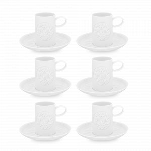 Набор из 6-ти кофейных пар, 100 мл, фарфор, белый, серия Ornament, VISTA ALEGRE, Португалия, Кофейные пары