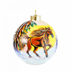 Украшение елочное Шар Конь, 10 см, стекло ручной работы, DECOR DE TABLE, Китай, Домашний декор DECOR DE TABLE