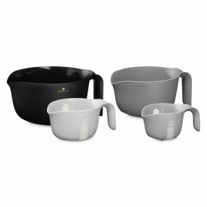 Набор из 4-х многофункциональных мисок для смешивания, пластик ABS, черный, серый, серия MasterClass, KITCHEN CRAFT, Великобритания, Мерные емкости для смешивания
