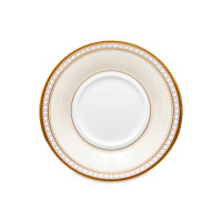 Блюдце для чайной чашки, 15 см, костяной фарфор, белый, серия Трефолио, золотой кант, NORITAKE, Япония