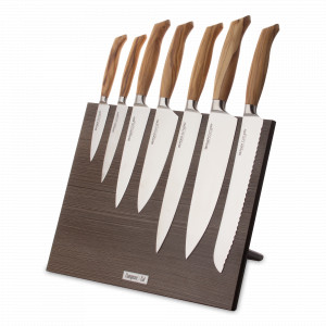 Набор кухонных ножей, 7 штук, на магнитной подставке ComposeEat, серия Ergo Line Olive, BERGER CUTLERY, Германия, Набор кухонных ножей премиум