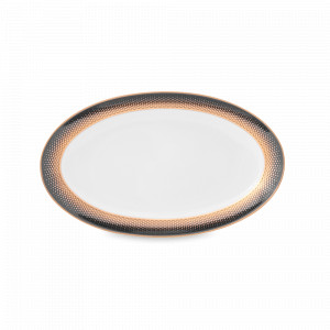 Блюдо овальное Black Gold, 24 х 14 см, фарфор, черный, золотой, серия Constanza Rio, FALKENPORZELLAN, Германия, Блюда из фарфора