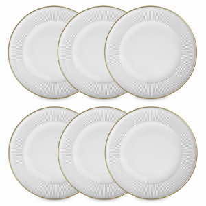 Набор из 6-ти обеденных тарелок Gold, 27 см, фарфор, белый, золотой, серия Nastia, FALKENPORZELLAN, Германия, Тарелки обеденные