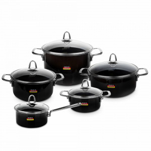 Набор посуды из 5-ти предметов, цвет темно-серый, серия Metallica SOLID, KOCHSTAR, Германия, Посуда эмалированная