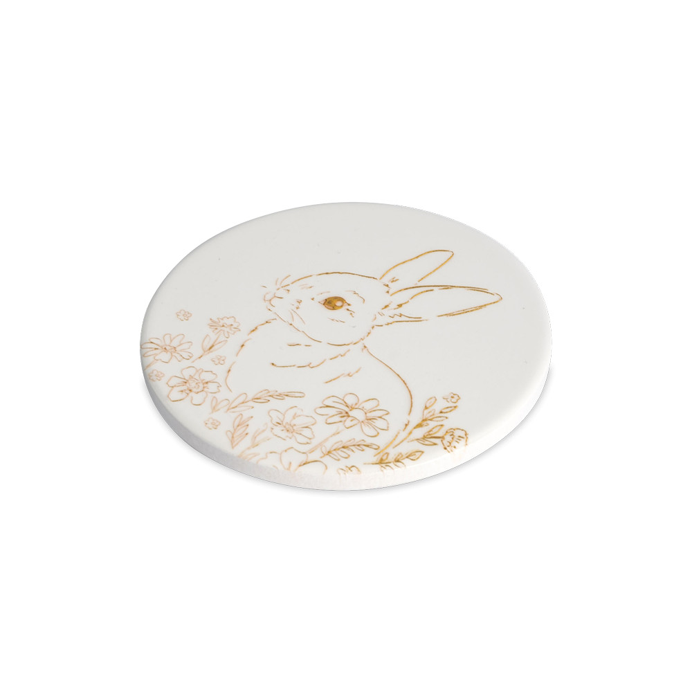 Подставка под кружку, 11 см, керамика, пробка, белый, декор, серия Bunny, ANNA LAFARG, Китай