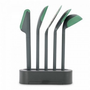 Набор из 5-ти кухонных принадлежностей на подставке, силикон, темно-зеленый, серия Essential, LEKUE, Испания, Кухонная навеска LEKUE