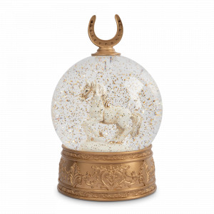 Украшение Снежный фонарь с подсветкой «Лошадь в шаре», 19 см, пластик, золотистый, серия Horse, ANNA LAFARG, Китай, Horse ANNA LAFARG