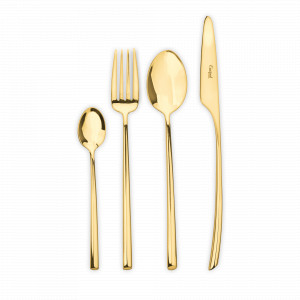 Набор столовых приборов на 6 персон, 24 предмета, золотистый, серия Mezzo, CUTIPOL, Португалия, Подарочные столовые приборы