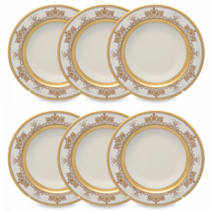 Набор из 6-ти суповых тарелок Cream Gold, 23 см, фарфор, кремовый, золотой, серия Constanza Saphir, FALKENPORZELLAN, Германия, Фарфоровые тарелки для супа