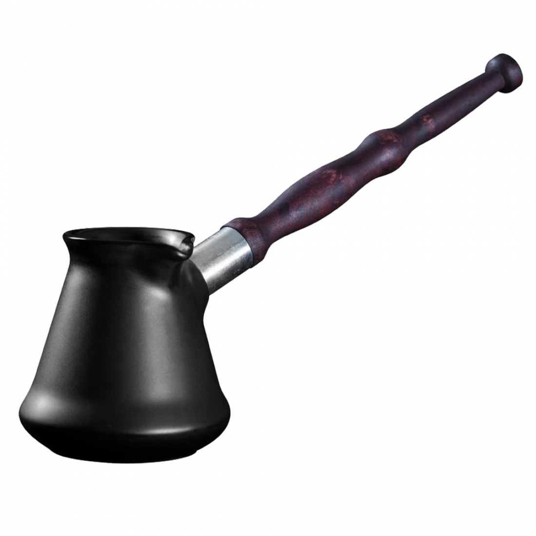 Керамическая турка, объем: 0,5 л, материал: керамика, дерево, нержавеющая сталь, размер: 21 х 32 х 11,5, цвет: черная, серия Ibriks, CERAFLAME, Бразилия