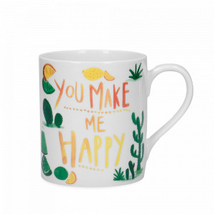 Кружка You make me happy, 330 мл, костяной фарфор, декор, серия Can Mug, KITCHEN CRAFT, Великобритания, Кружки фарфоровые