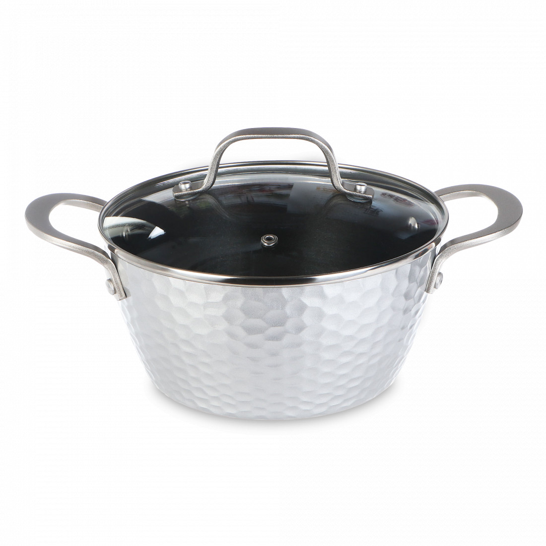 Кастрюля с крышкой, 2,1 л, диаметр 20 см, высота 10,6 см, кованый алюминий с антипригарным покрытием, для индукционных плит, ручки нержавеющая сталь, серия Hammerton, KITCHENSTAR, Китай