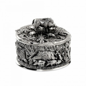 Солонка &quot;Кабан&quot;, латунь, серебристый, серия Охотничий домик, Кольчугинский Мельхиор, Россия, Солонки