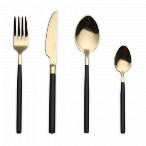 Набор столовых приборов на 4 персоны, 16 предметов, нержавеющая сталь 18/10, золотистый, черный, серия Duality, LIBERTY JONES, Россия, Столовые приборы LIBERTY JONES
