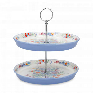 Этажерка двухъярусная, 26 см, фарфор, белый, декор, серия London Pottery, KITCHEN CRAFT, Великобритания, Этажерки и вазы для фруктов