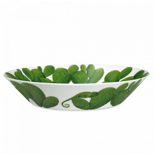 Салатник, 32 см, костяной фарфор, белый, зеленый, серия Cactus, TAITU, Италия, Салатники из костяного фарфора