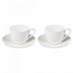 Набор из 2-х чайных пар, 230 мл, костяной фарфор, белый, серия Плиссе, DECOR DE TABLE, Россия, Белые чайные пары
