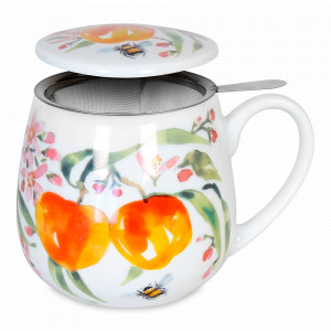 Кружка заварочная «Фруктовый чай - персик», 420 мл, фарфор, белый, KOENITZ, Германия, Белые кружки
