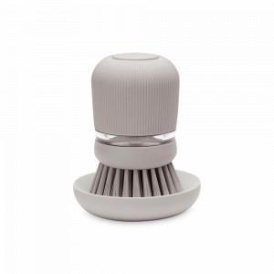 Щетка для мытья посуды с дозатором моющего средства, 6,4 х 5,7 х 9,8 см, пластик, полиэстер, серый, серия Sink Side, BRABANTIA, Бельгия, Полезные мелочи