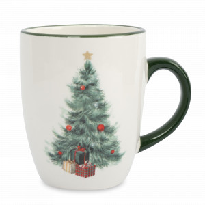 Кружка «Елка с подарками», 330 мл, керамика, белый, зеленый, серия Festival, ANNA LAFARG, Китай, Кружки