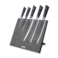 Набор кухонных ножей, 5 штук, на магнитной подставке, серия Triangle Damascus, HEIMCUT, Россия, 