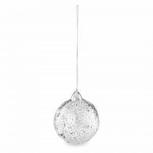 Украшение новогоднее - подвес Шар, 6 см, пластик, пайетки, серебристый, серия New Year, ANNA LAFARG, Китай, Новогодний Декор ANNA LAFARG