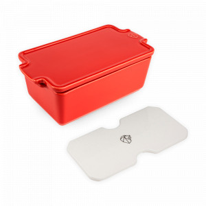 Форма для запекания прямоугольная с крышкой и прессом, 20 х 11 см, 650 мл, керамика, красный, серия Red, PEUGEOT CERAMIC, Франция, PEUGEOT CERAMIC (Франция)