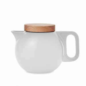Чайник заварочный с ситечком, 650 мл, фарфор, нержавеющая сталь, дерево, белый, серия Jaimi, VIVA Scandinavia, Дания, Фарфоровые заварочные чайники